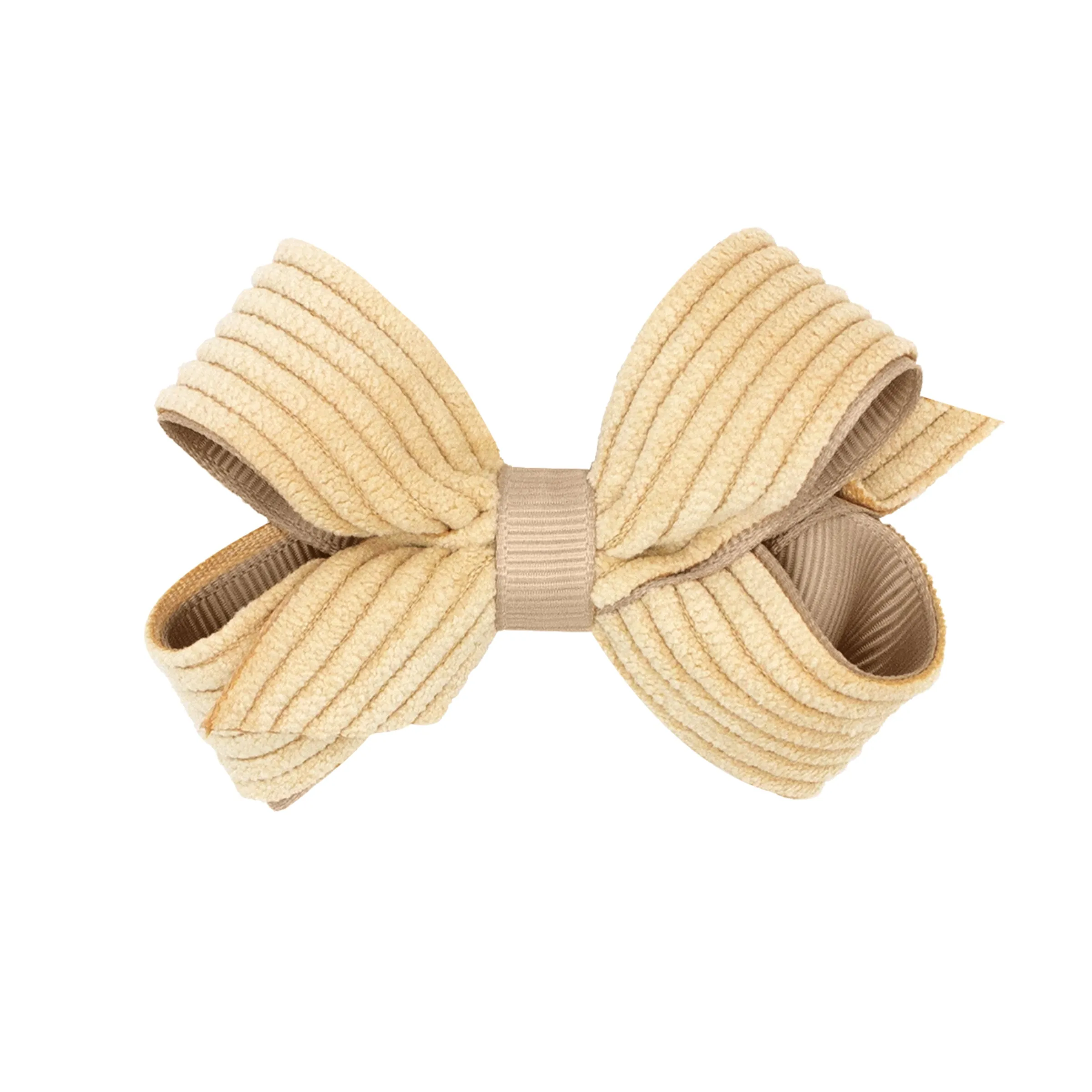 Mini Corduroy Overlay Grosgrain Bow on Clippie