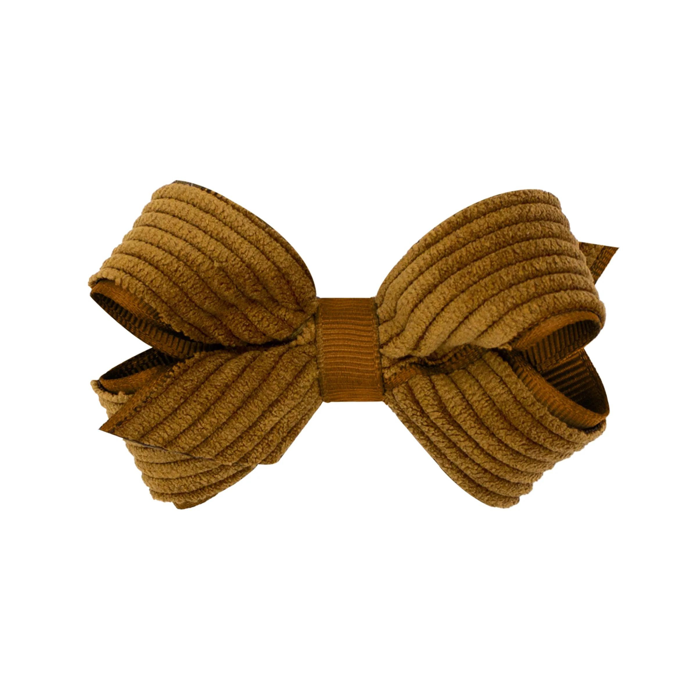 Mini Corduroy Overlay Grosgrain Bow on Clippie