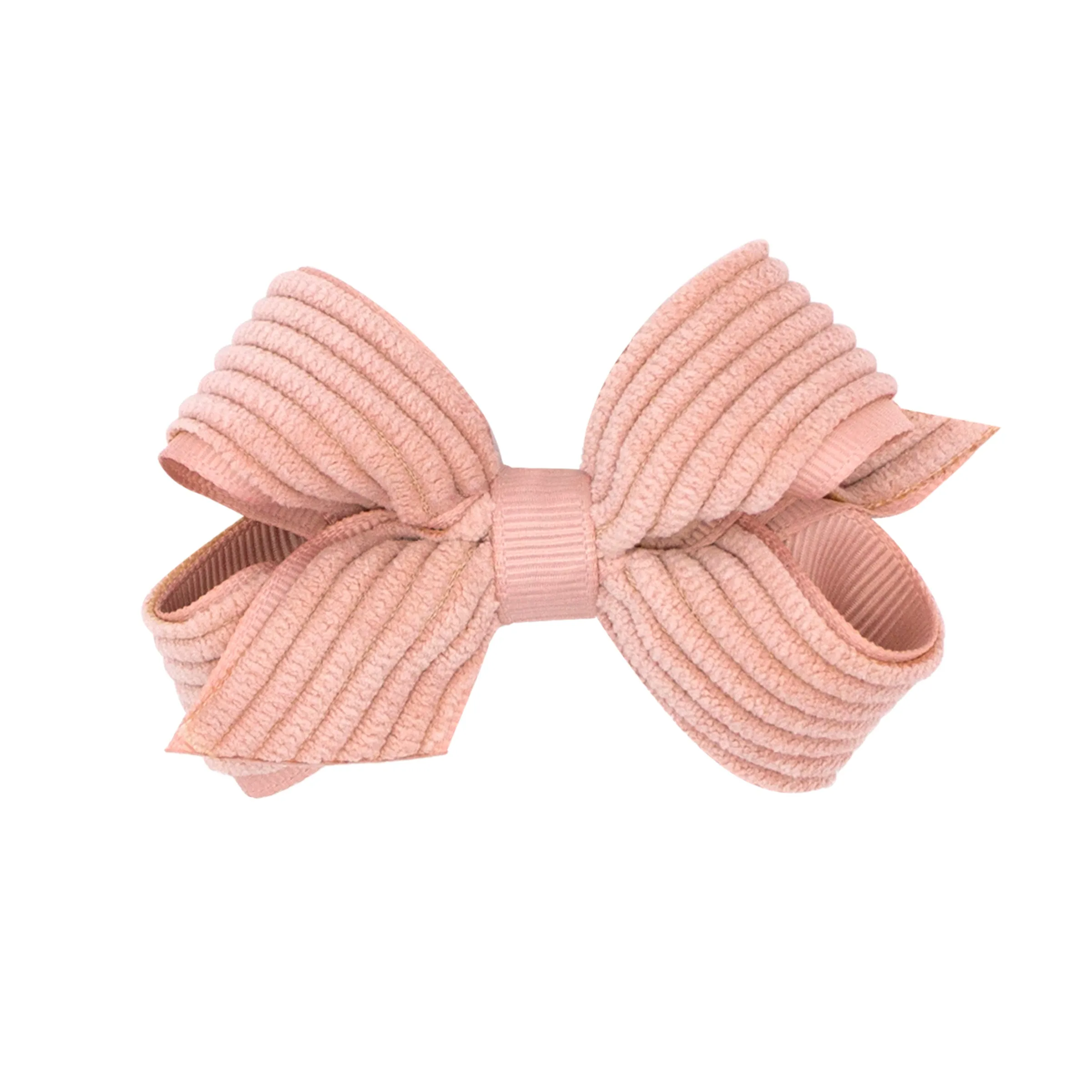 Mini Corduroy Overlay Grosgrain Bow on Clippie