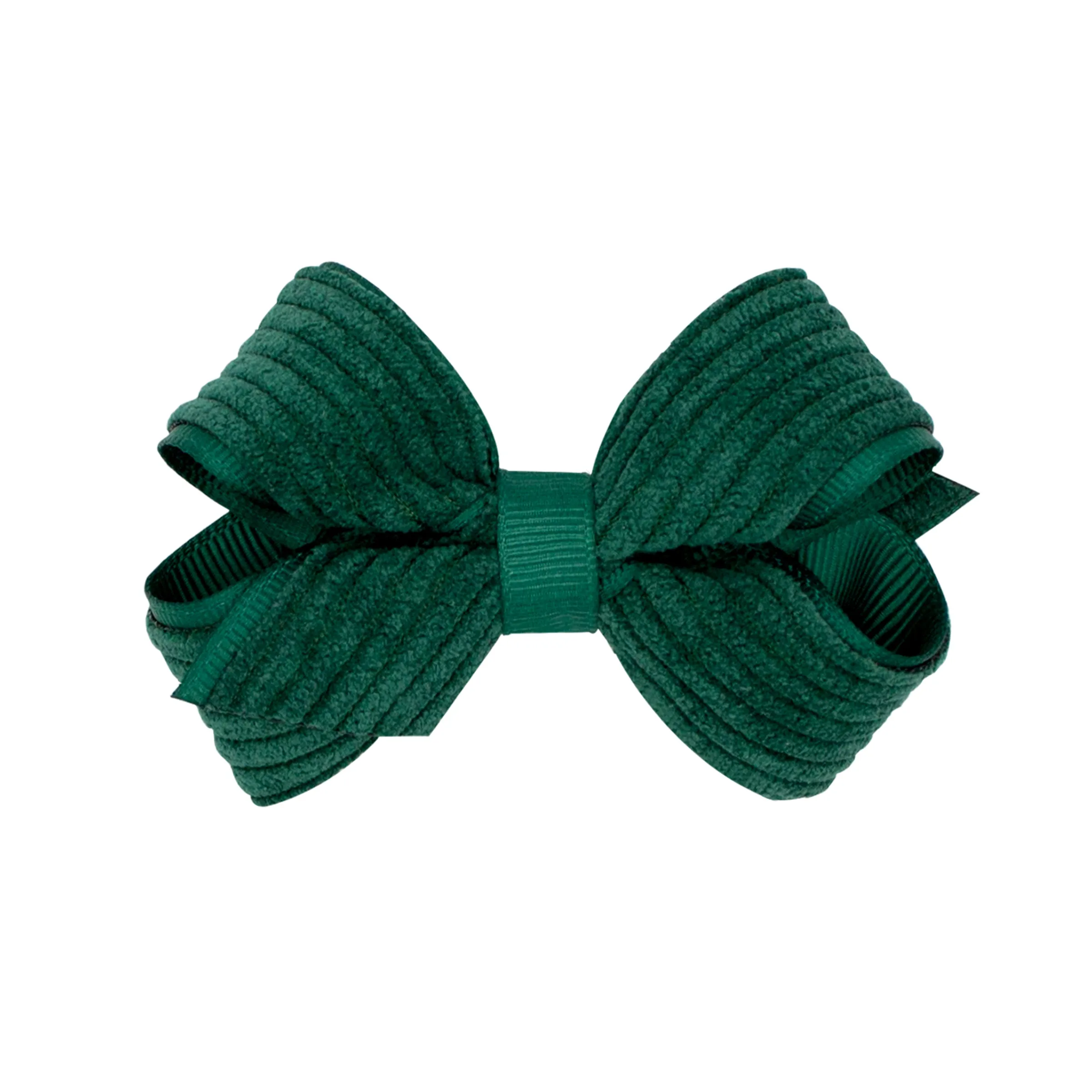 Mini Corduroy Overlay Grosgrain Bow on Clippie