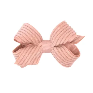 Mini Corduroy Overlay Grosgrain Bow on Clippie