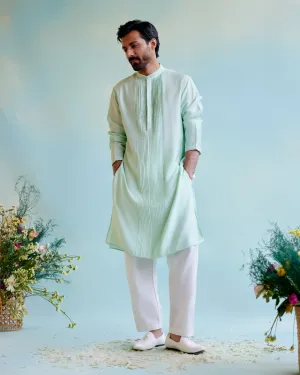 Minty Dream Chanderi Pintuck Embroidered kurta
with Chanderi Narrow Pants