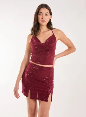 Mirror Sequin Halter Crop Top