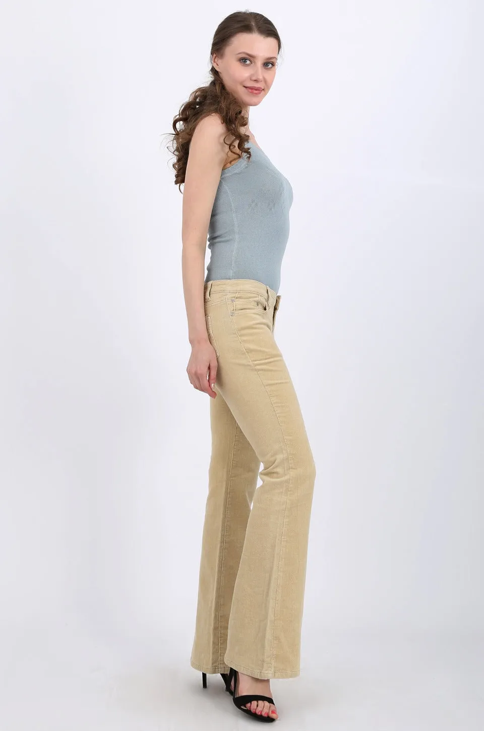MISS PINKI Arya Bootlegs Corduroy Pants in beige
