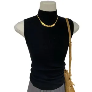 Mock Turtleneck Cropped Top Slim-fit Going Out Tops Solid Basic tank Top