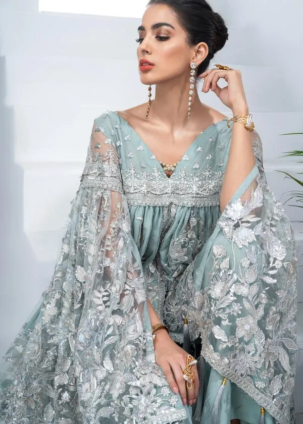 Modern Pakistani Grey Dress In High Quality Net Fabric # CA135