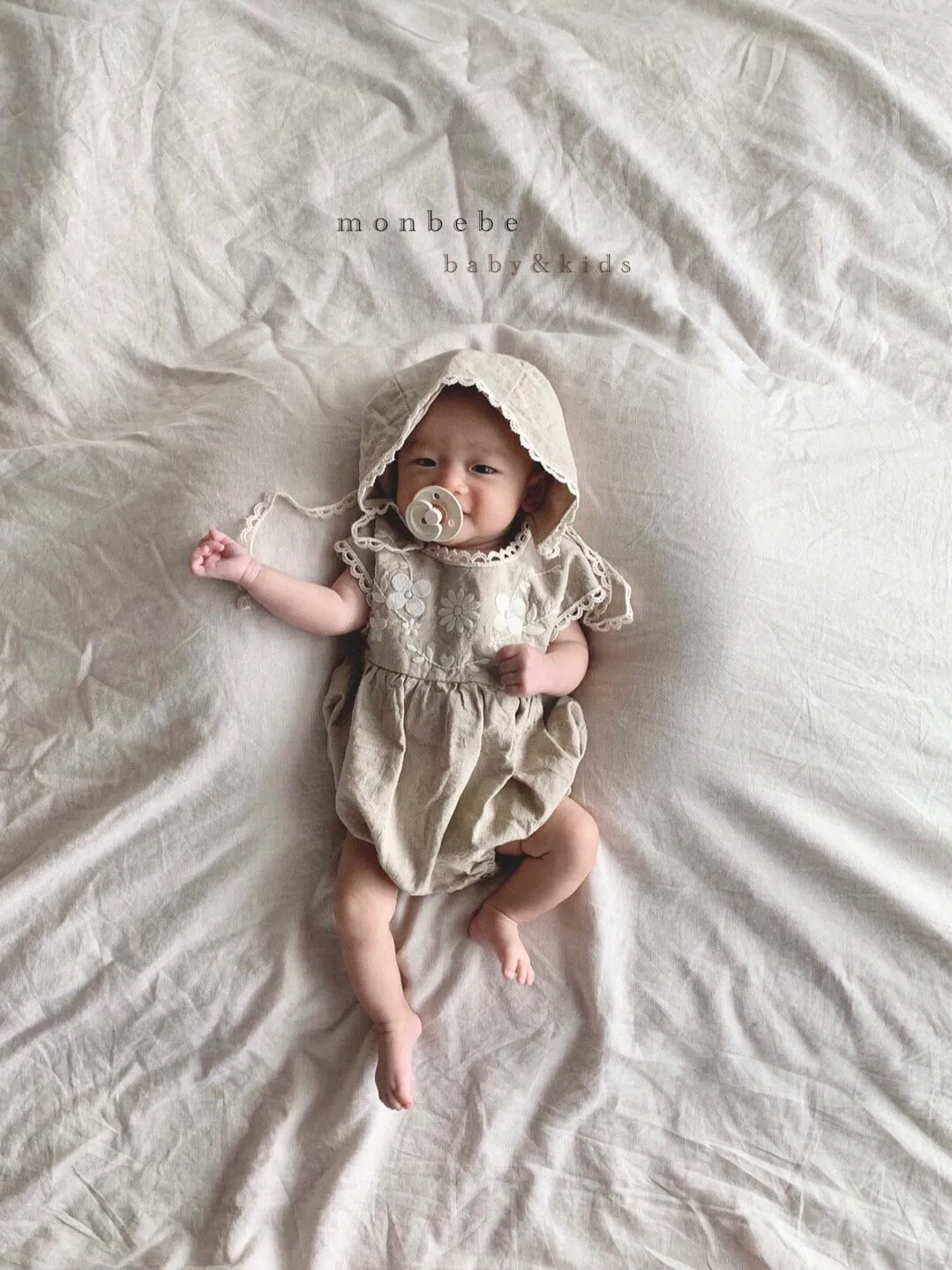 Monbebe Linen Embroidered Romper
