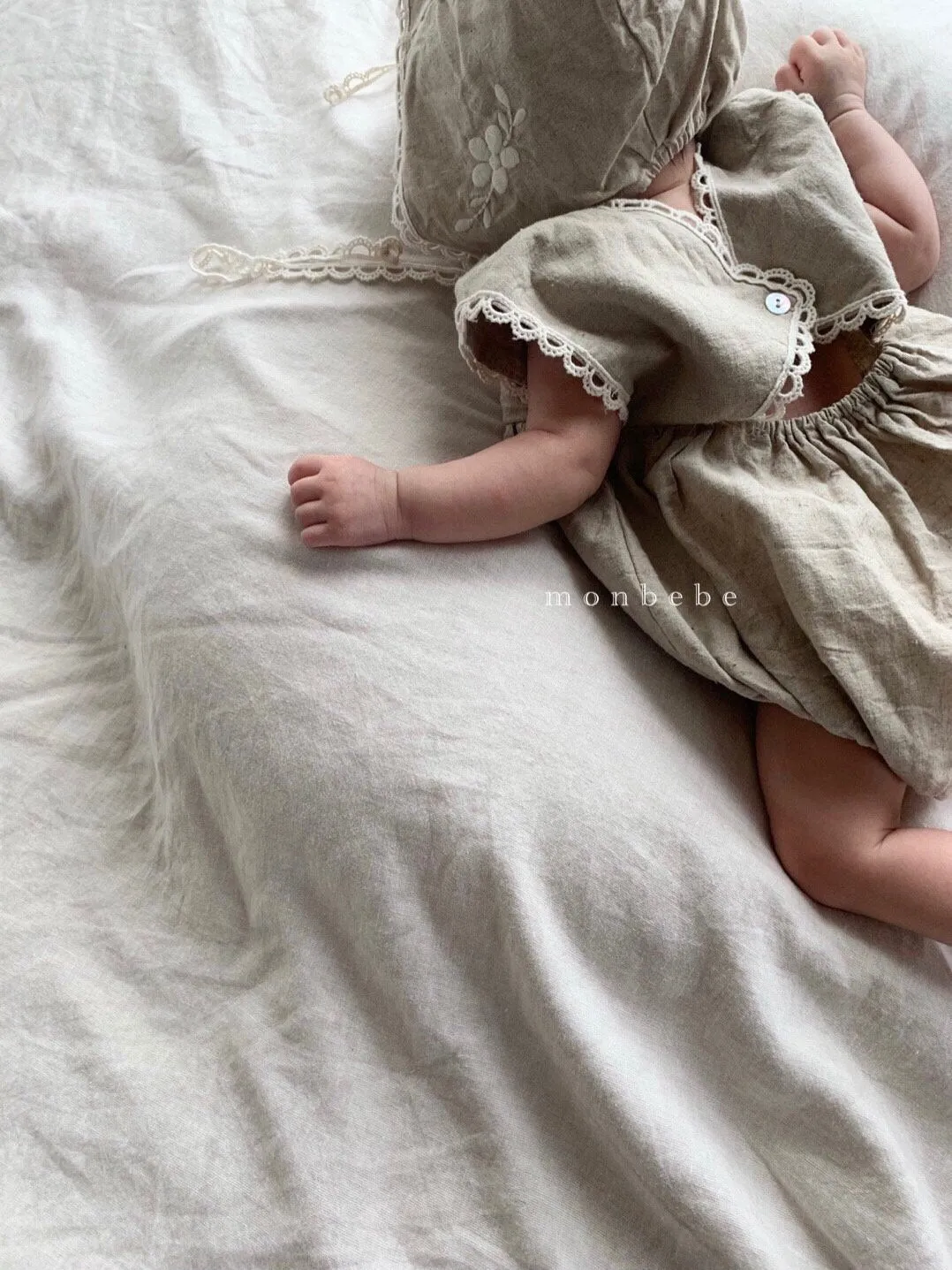 Monbebe Linen Embroidered Romper