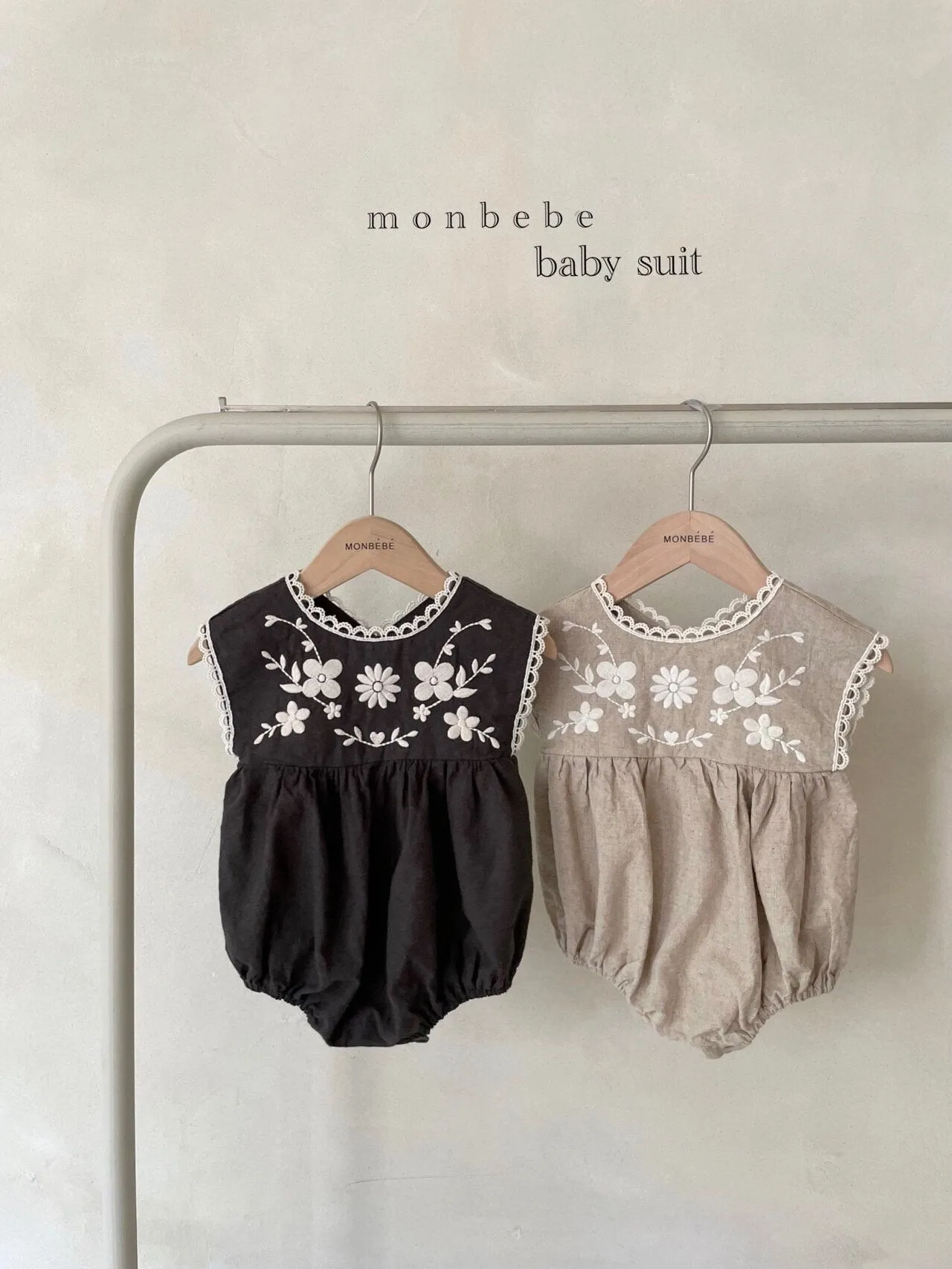 Monbebe Linen Embroidered Romper