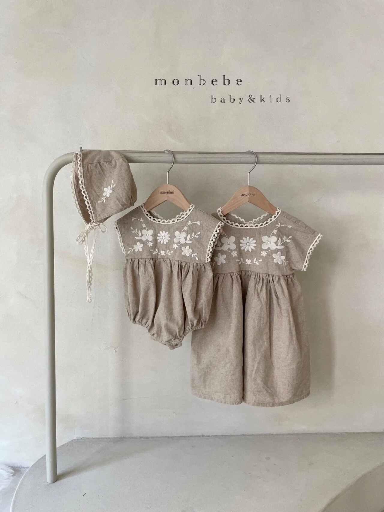 Monbebe Linen Embroidered Romper