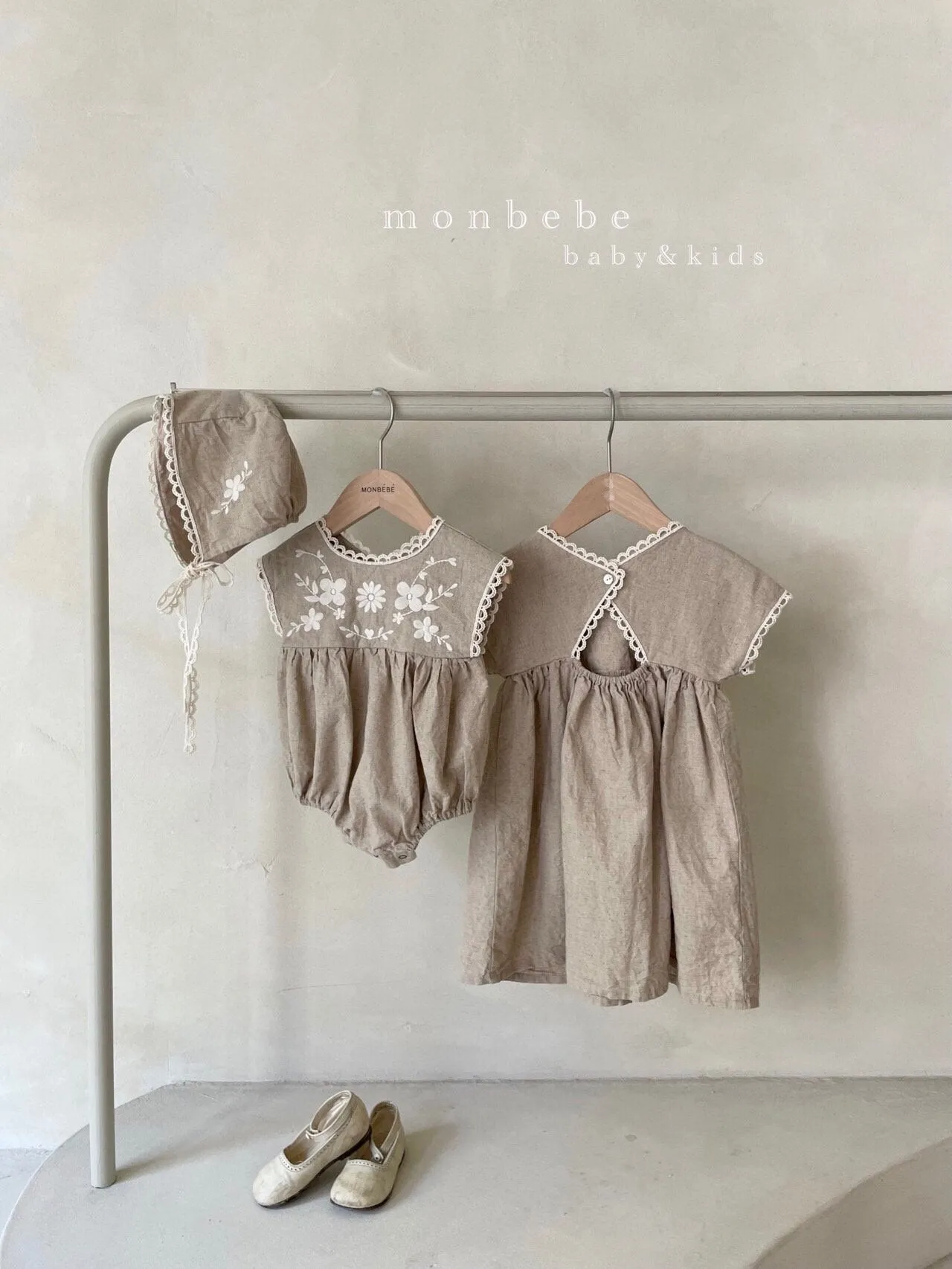 Monbebe Linen Embroidered Romper