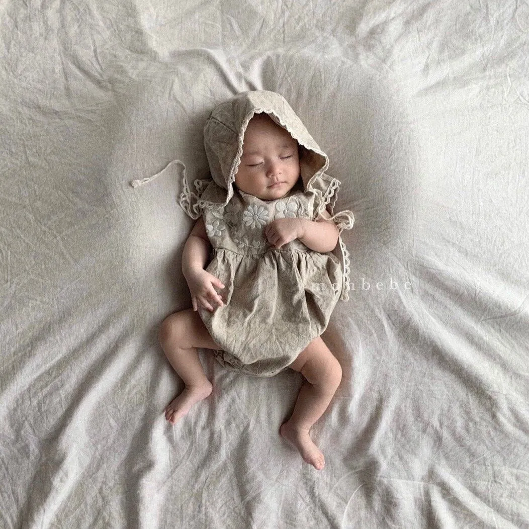 Monbebe Linen Embroidered Romper