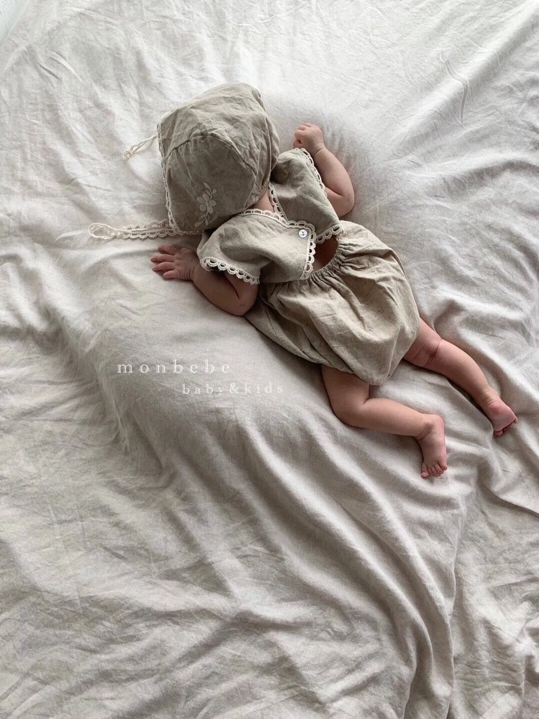Monbebe Linen Embroidered Romper