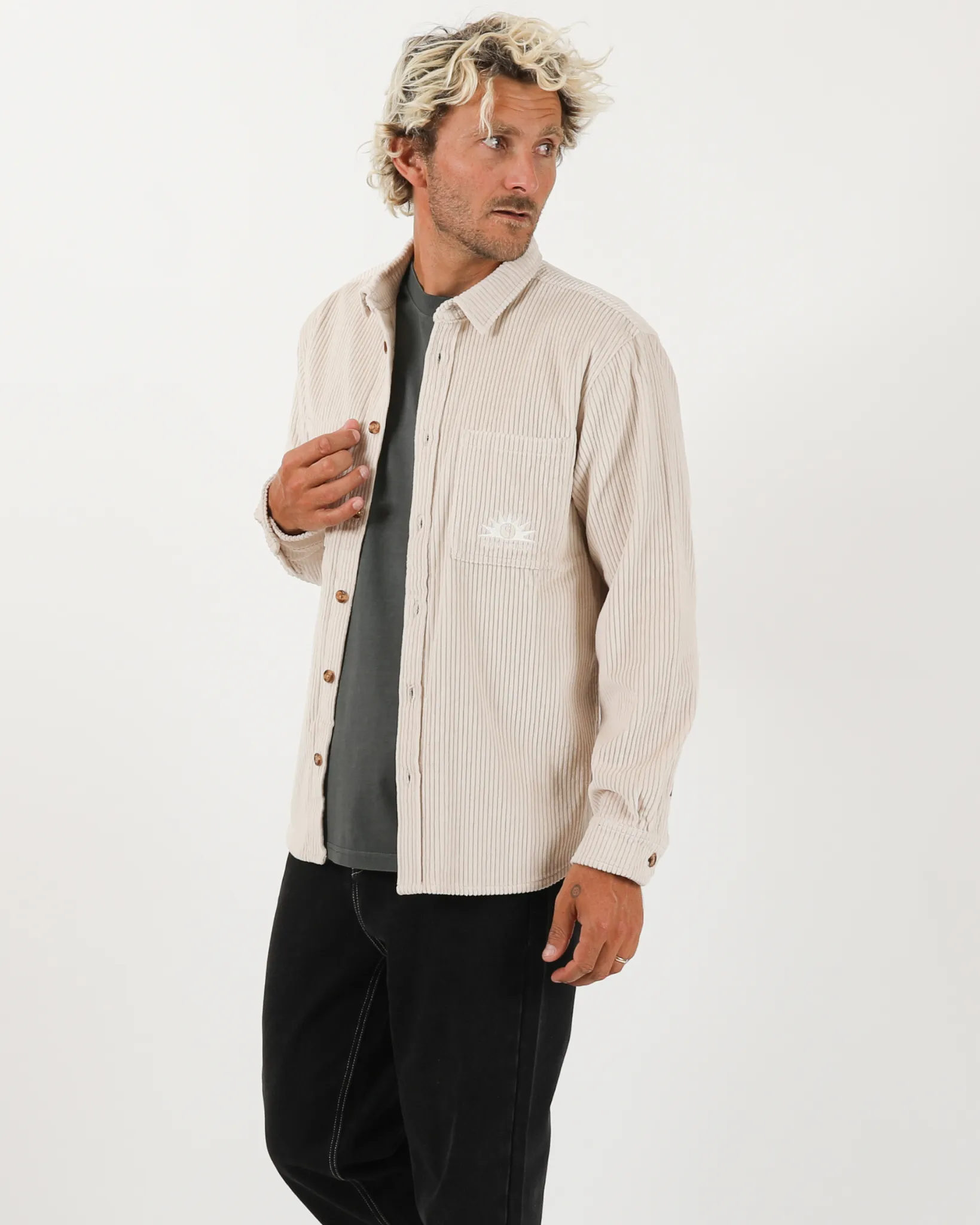 Motion L/S Cord Shirt  - Stone