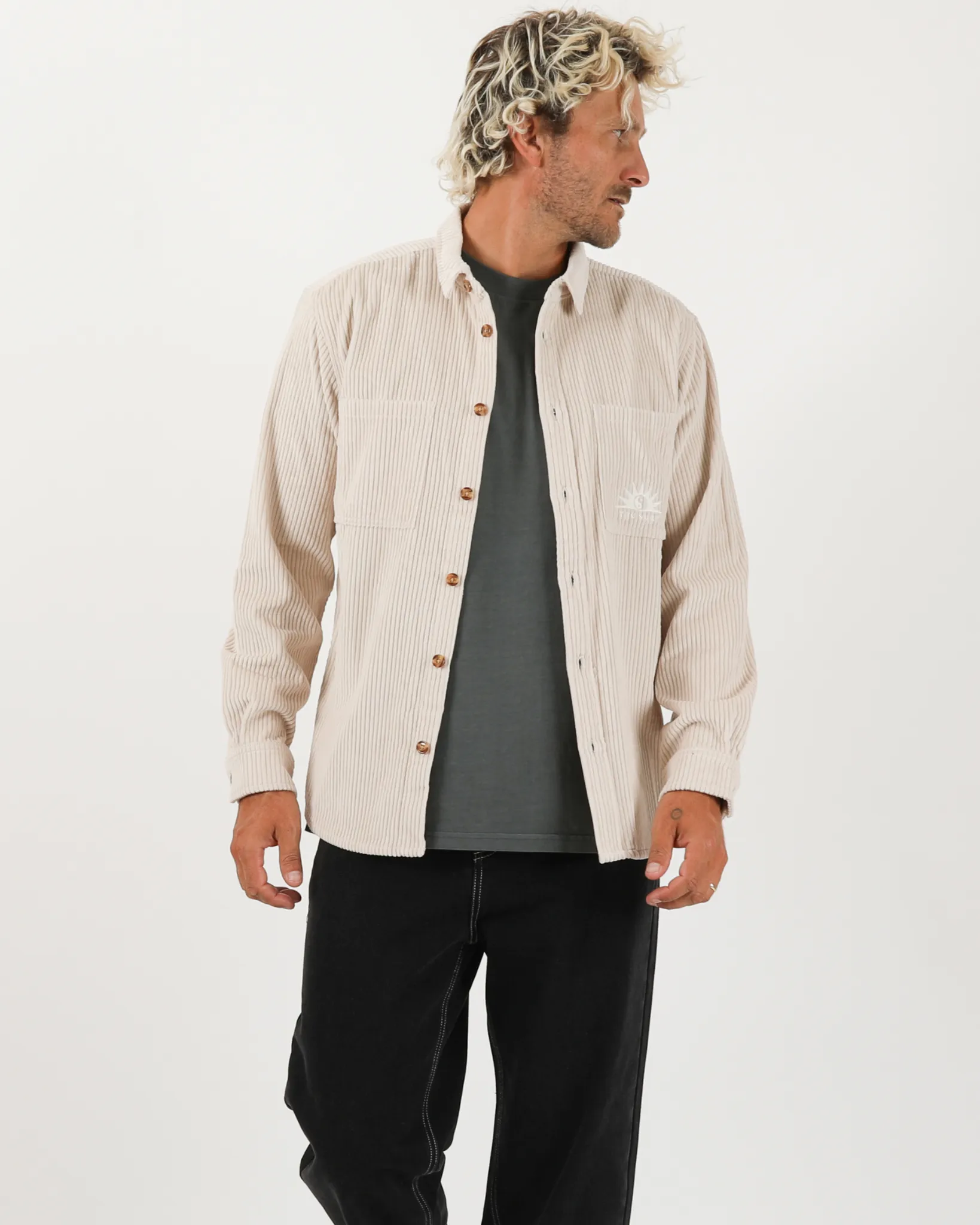 Motion L/S Cord Shirt  - Stone