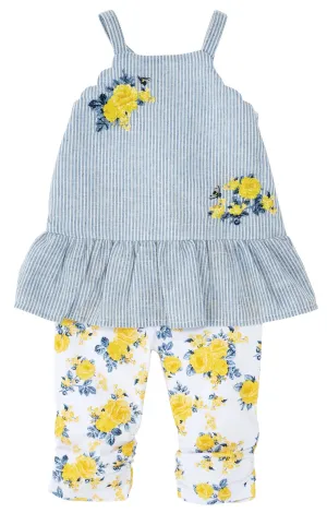 Mud Pie Floral Stripe Top & Legging Set