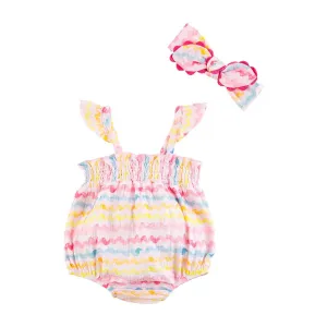 Mud Pie Rainbow Ric-Rac Bubble & Headband Set