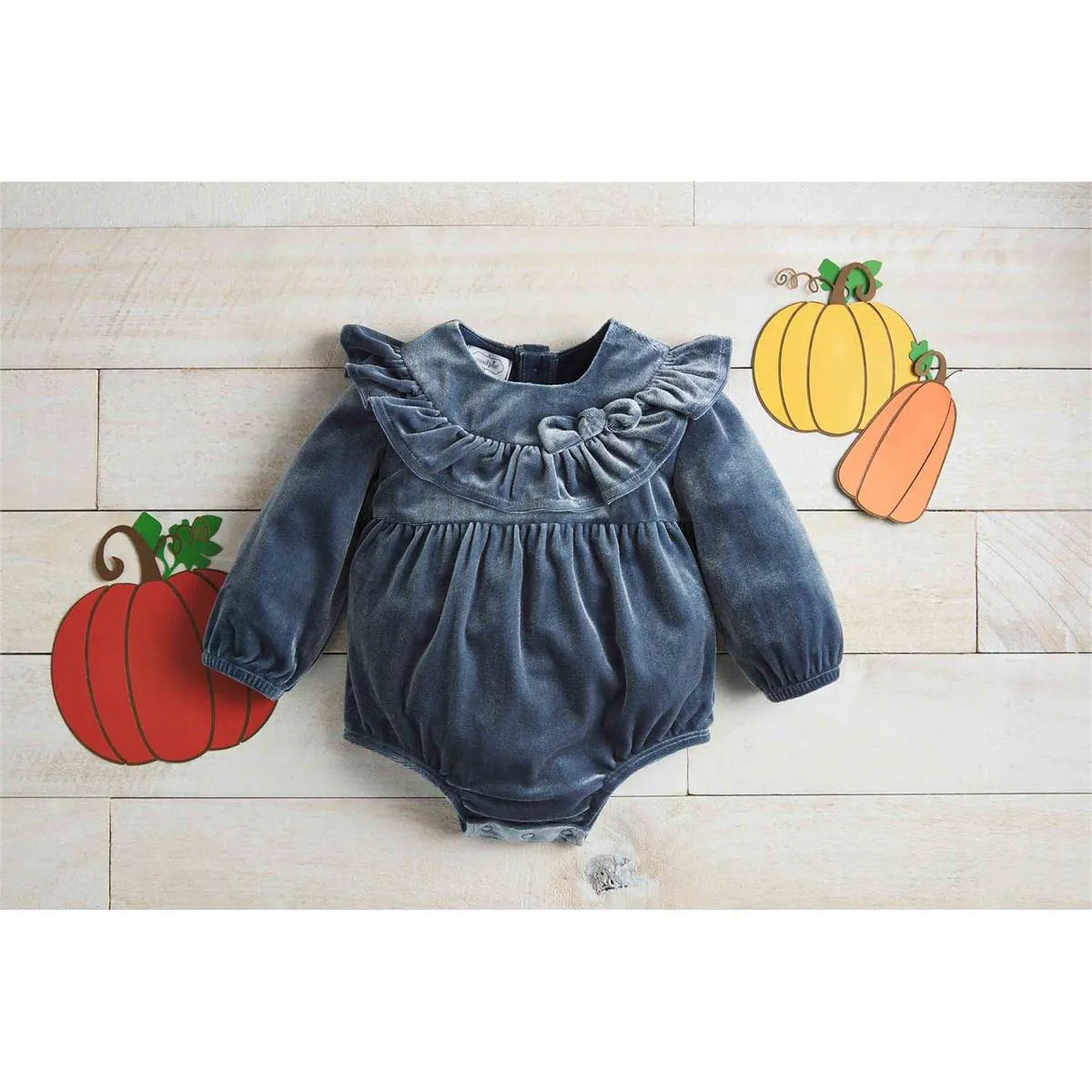 Mud Pie Ruffle Blue Velvet Bubble