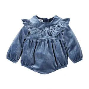 Mud Pie Ruffle Blue Velvet Bubble