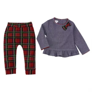Mud Pie Tartan Plaid Chambray 2pc Set