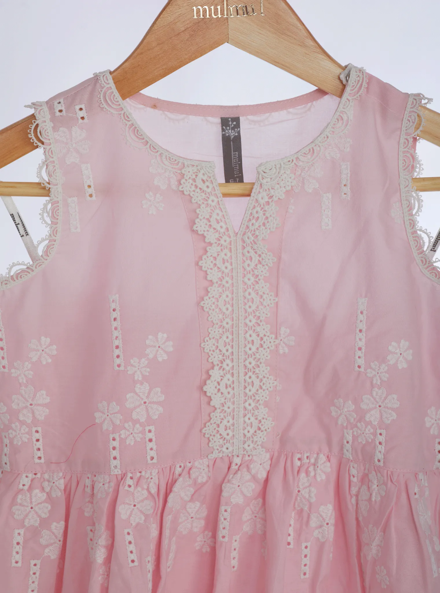 Mulmul Cotton Ming Pink Kurta With Ming Pink Sharara