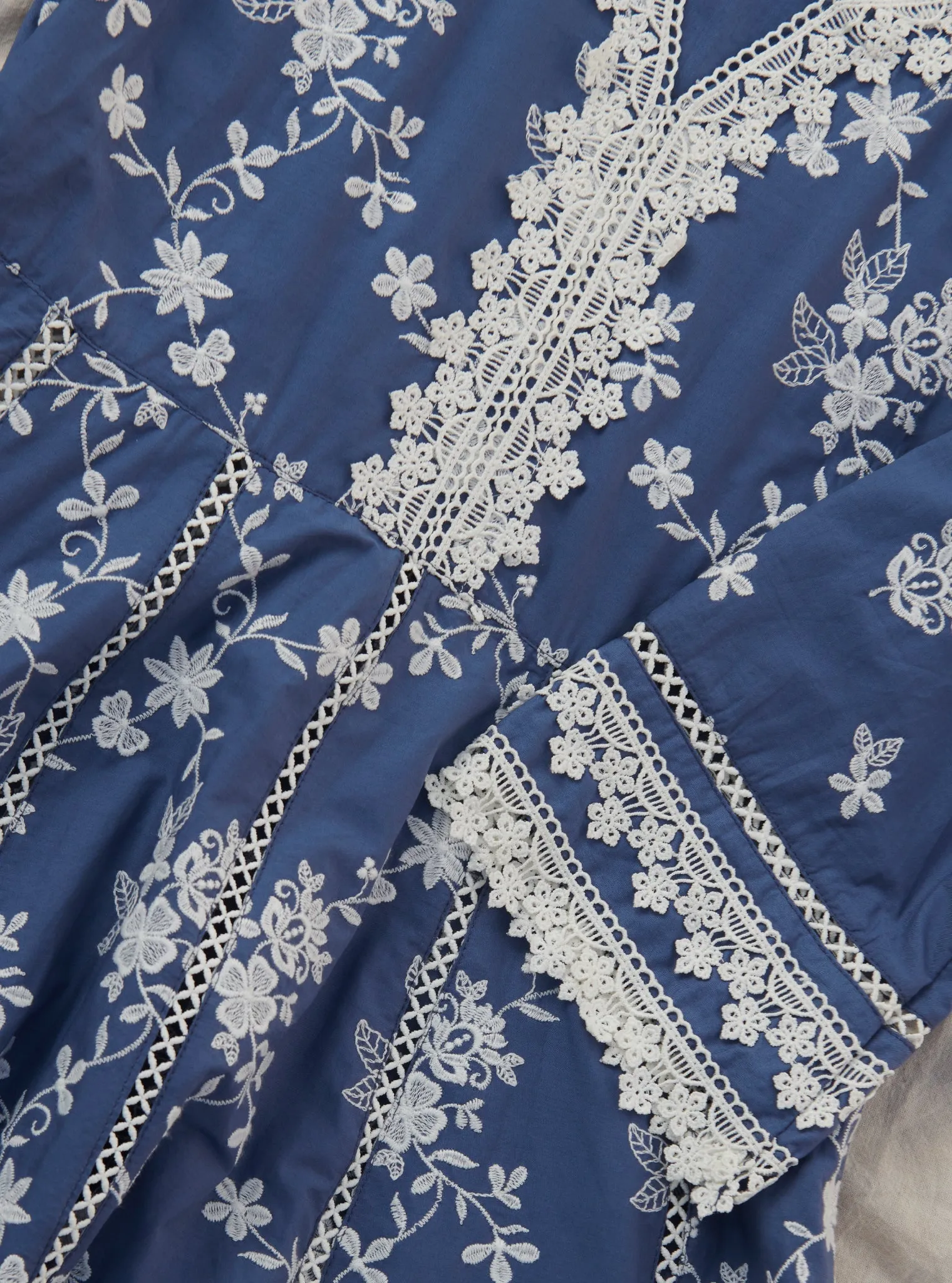 Mulmul Cotton Palolem Anarkali Navy Kurta With Mulmul Cotton Palolem Navy Pant