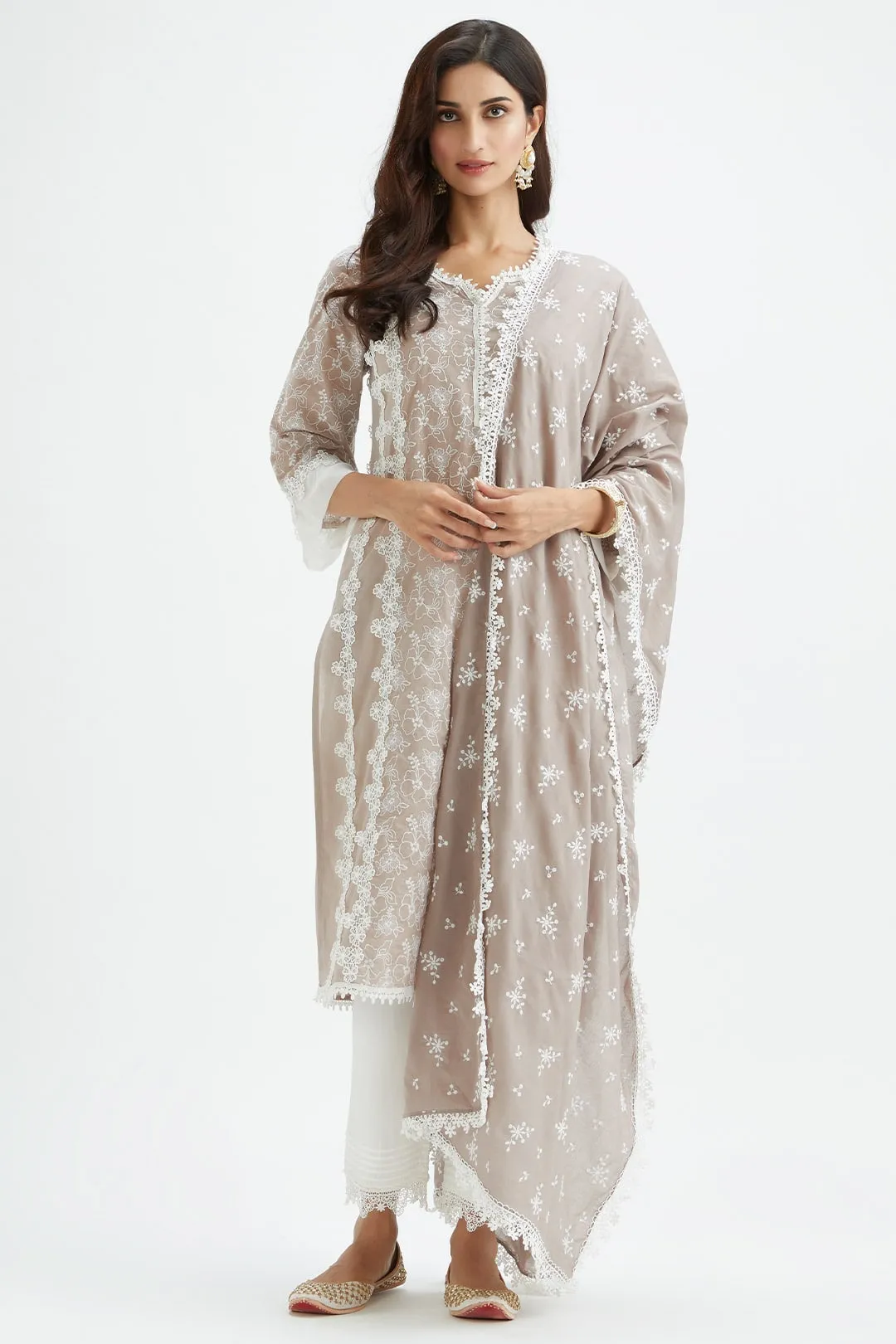 Mulmul Cotton Vireo Dark Grey Kurta