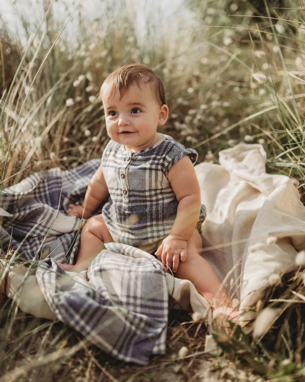 Multicolour Brushed Check Print Romper
