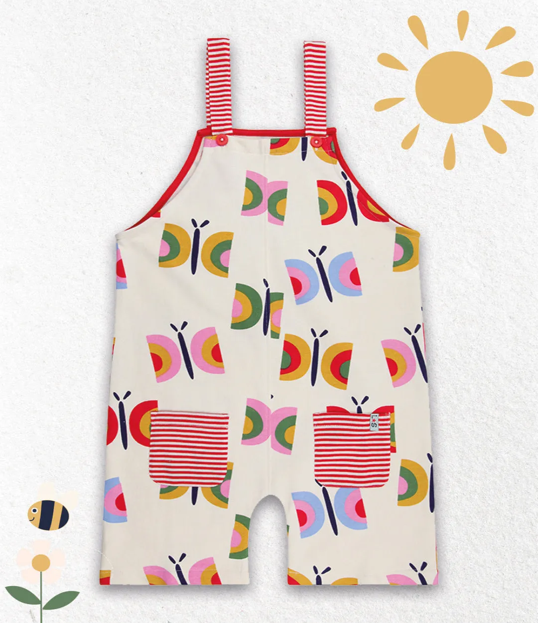 Multicoloured Butterfly Print Dungarees