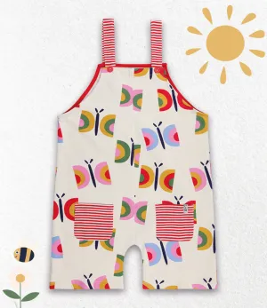 Multicoloured Butterfly Print Dungarees