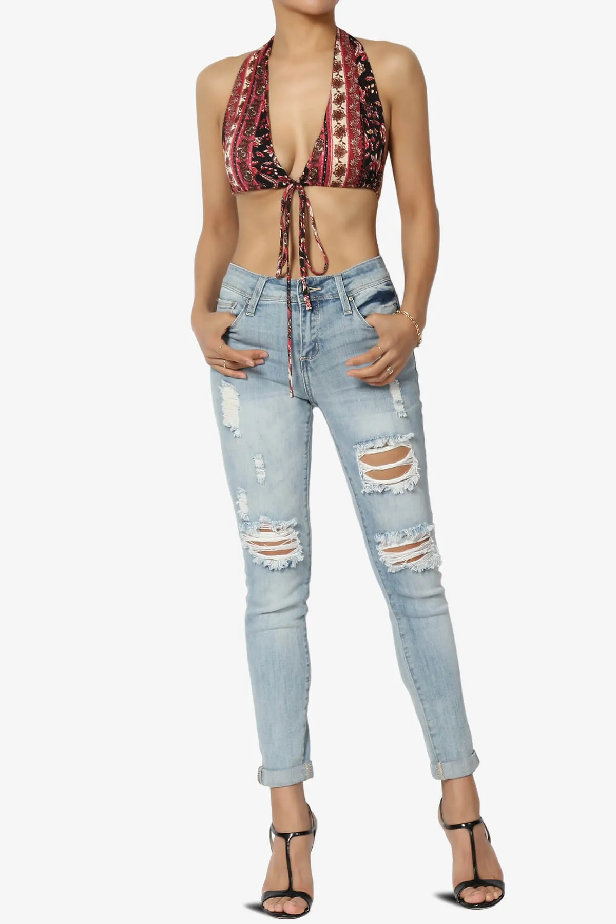 Mumu Printed Halter Bra Top