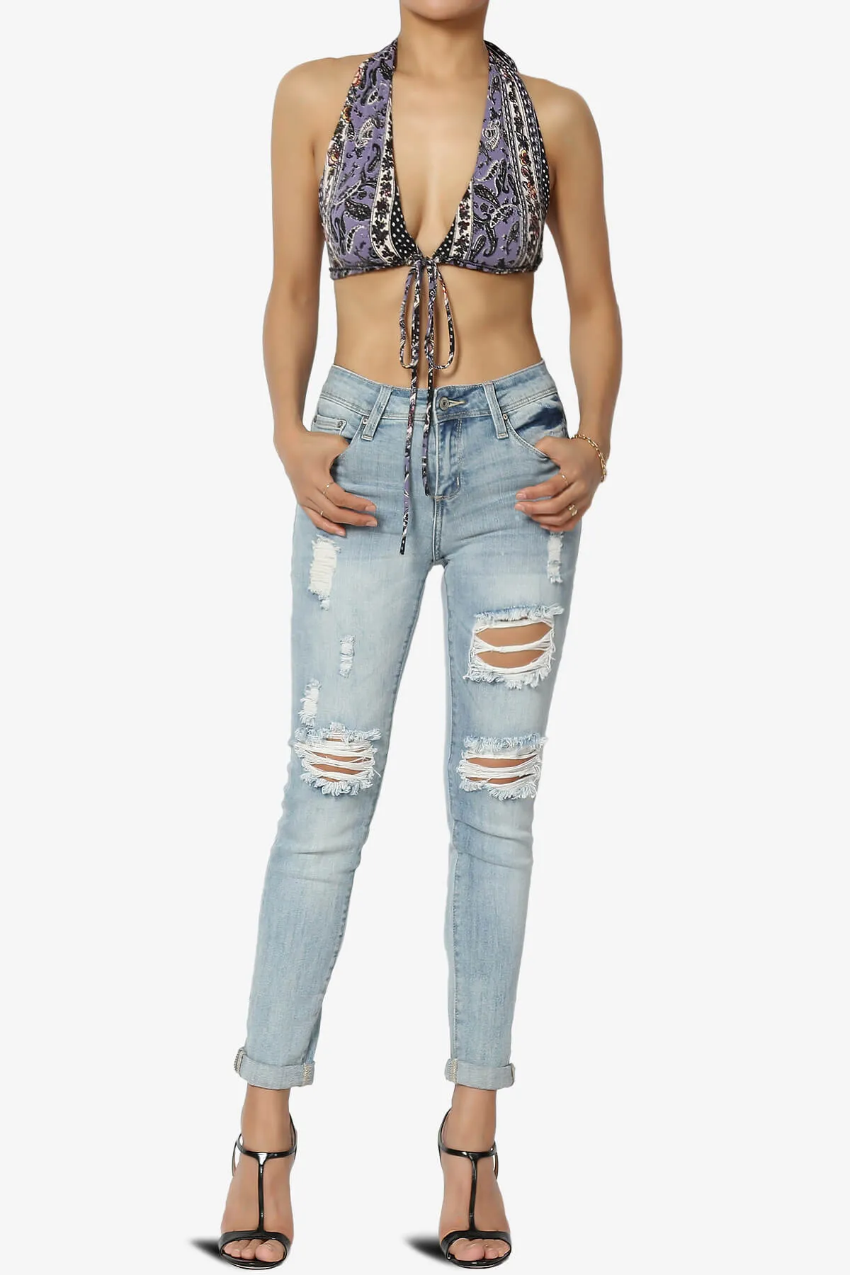 Mumu Printed Halter Bra Top