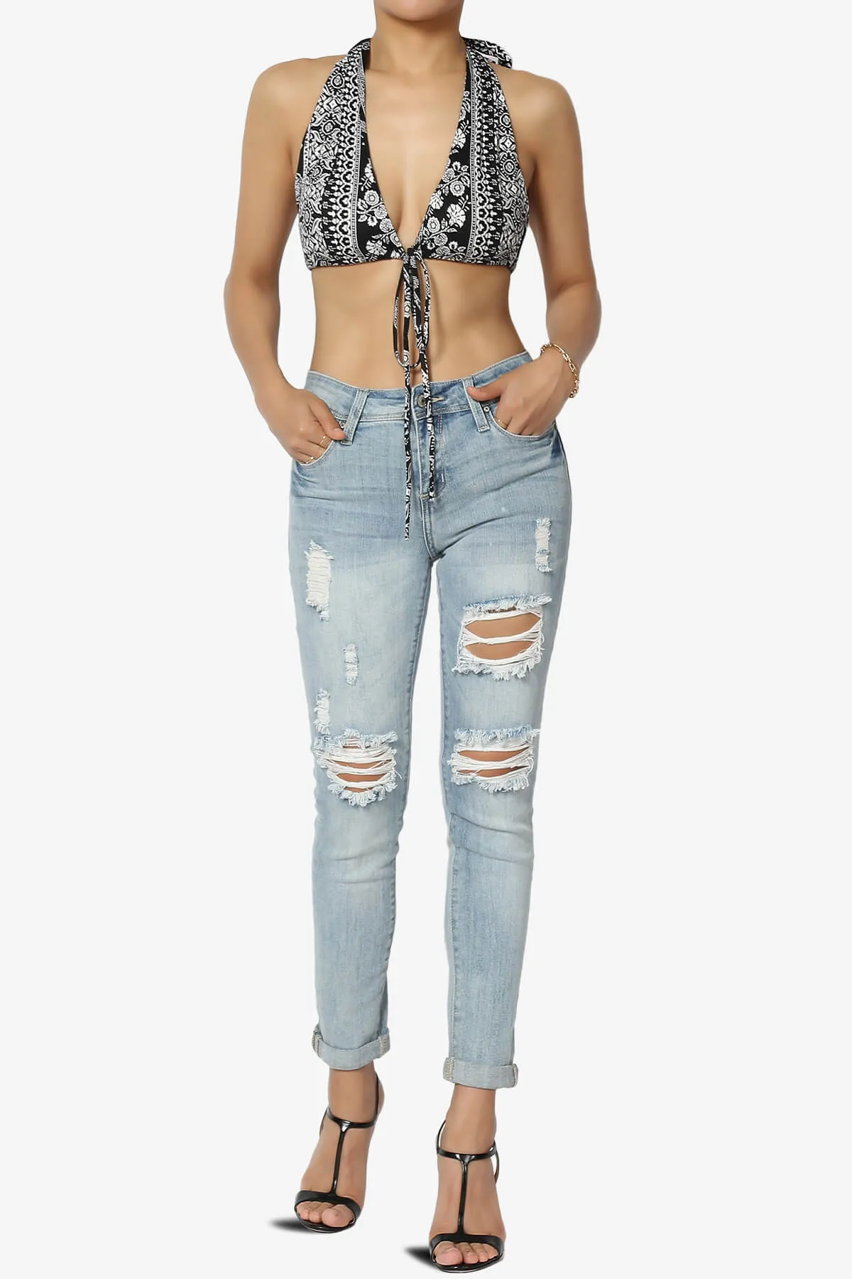 Mumu Printed Halter Bra Top