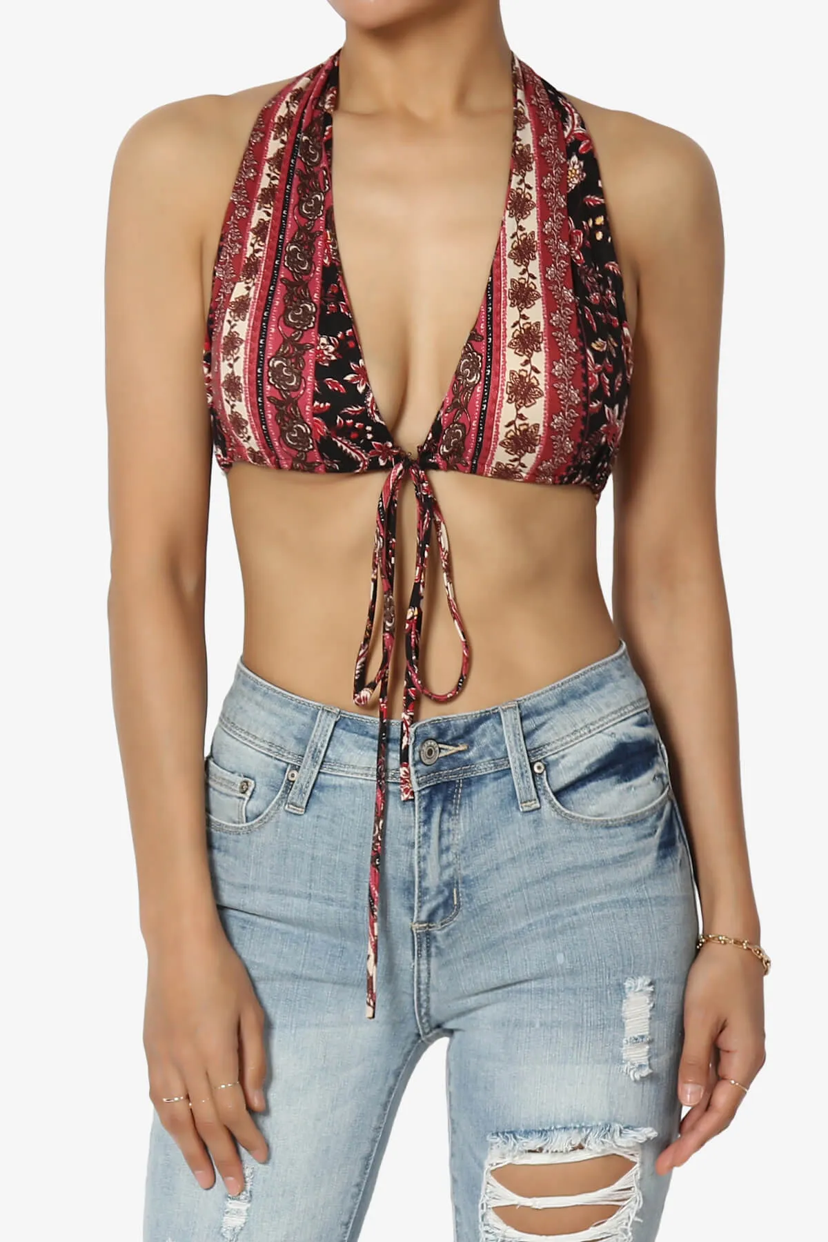 Mumu Printed Halter Bra Top