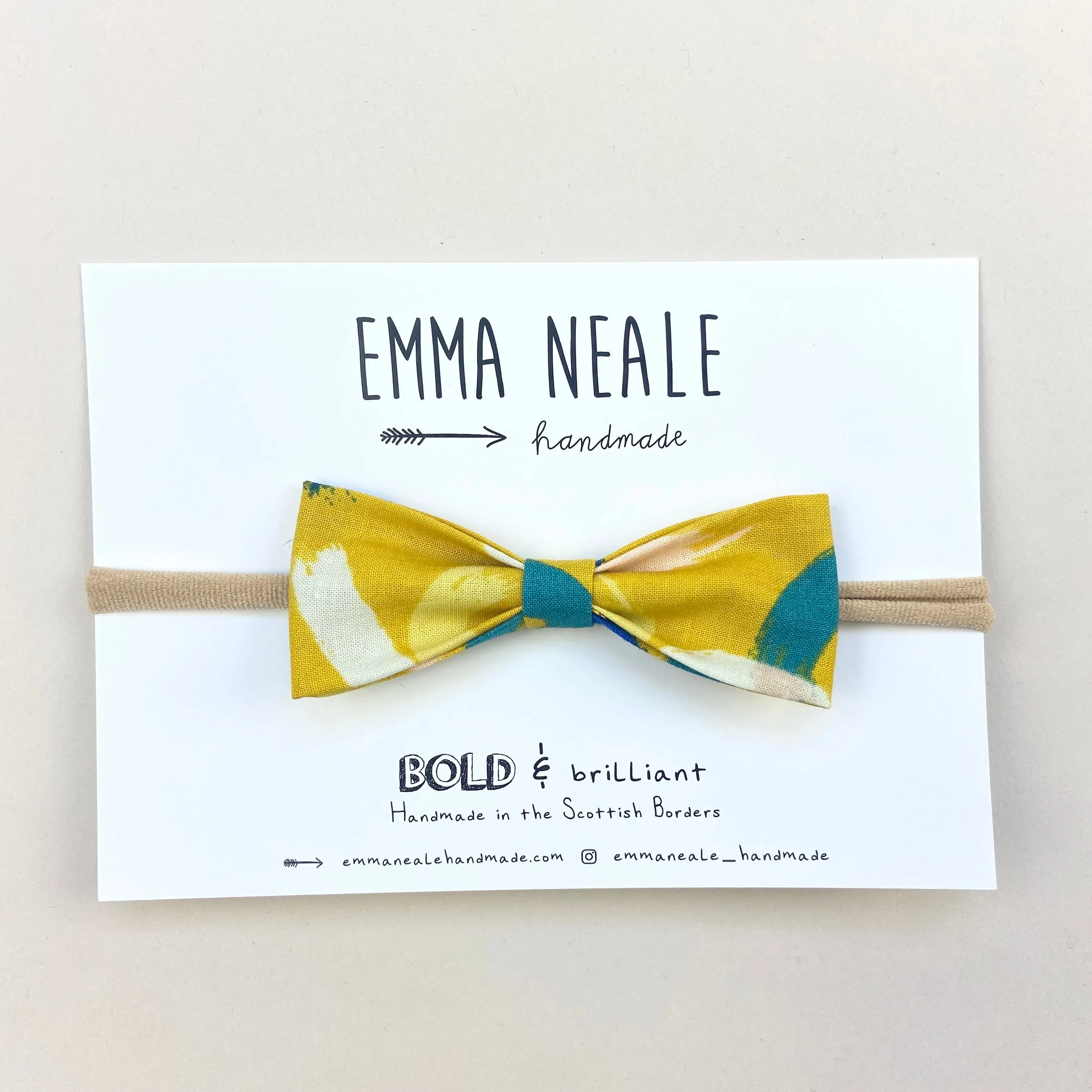 MUSTARD BRUSHSTROKE RUBY BOW HEADBAND