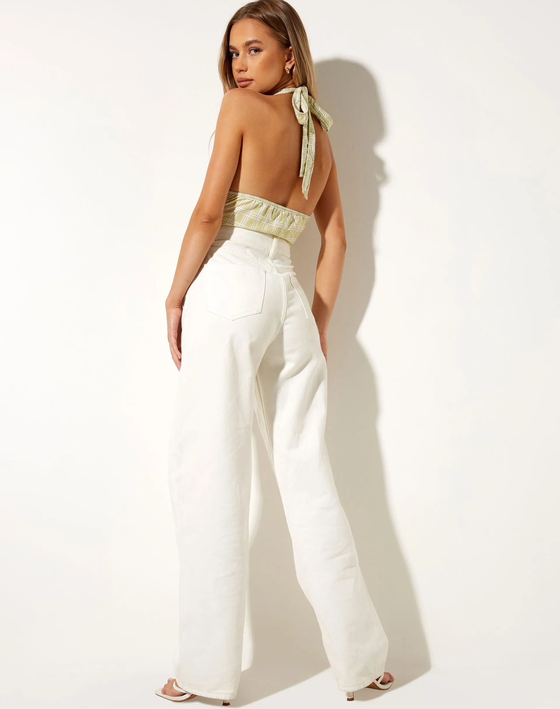 Nanda Crop Top in Sage Check