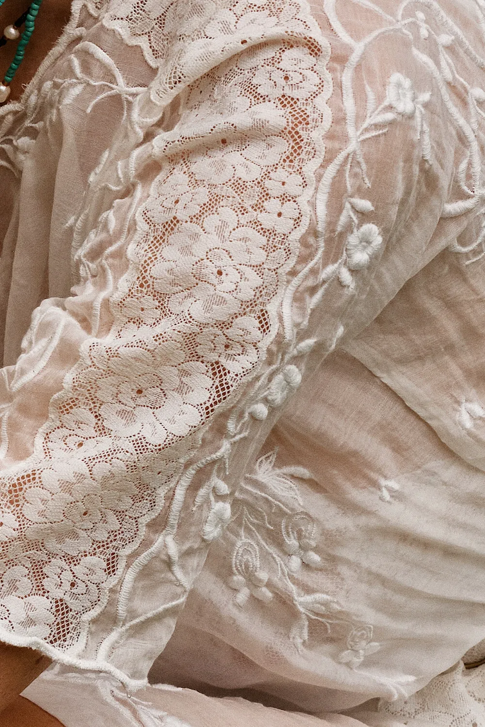 Natural Mystic Silk/Cotton Embroidered Maxi Dress