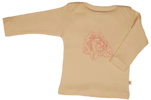 Natural/Pink Rose Baby Long Sleeve Tee