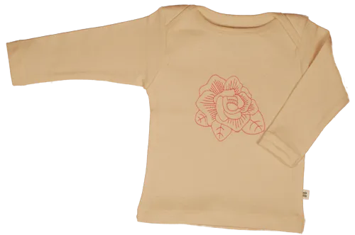 Natural/Pink Rose Baby Long Sleeve Tee