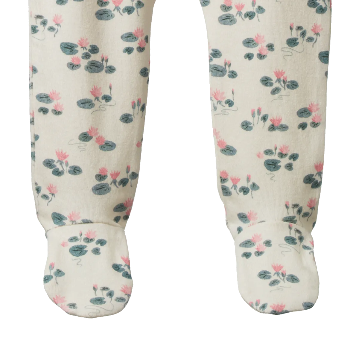 Nature Baby Footed Rompers - Waterlilies Print