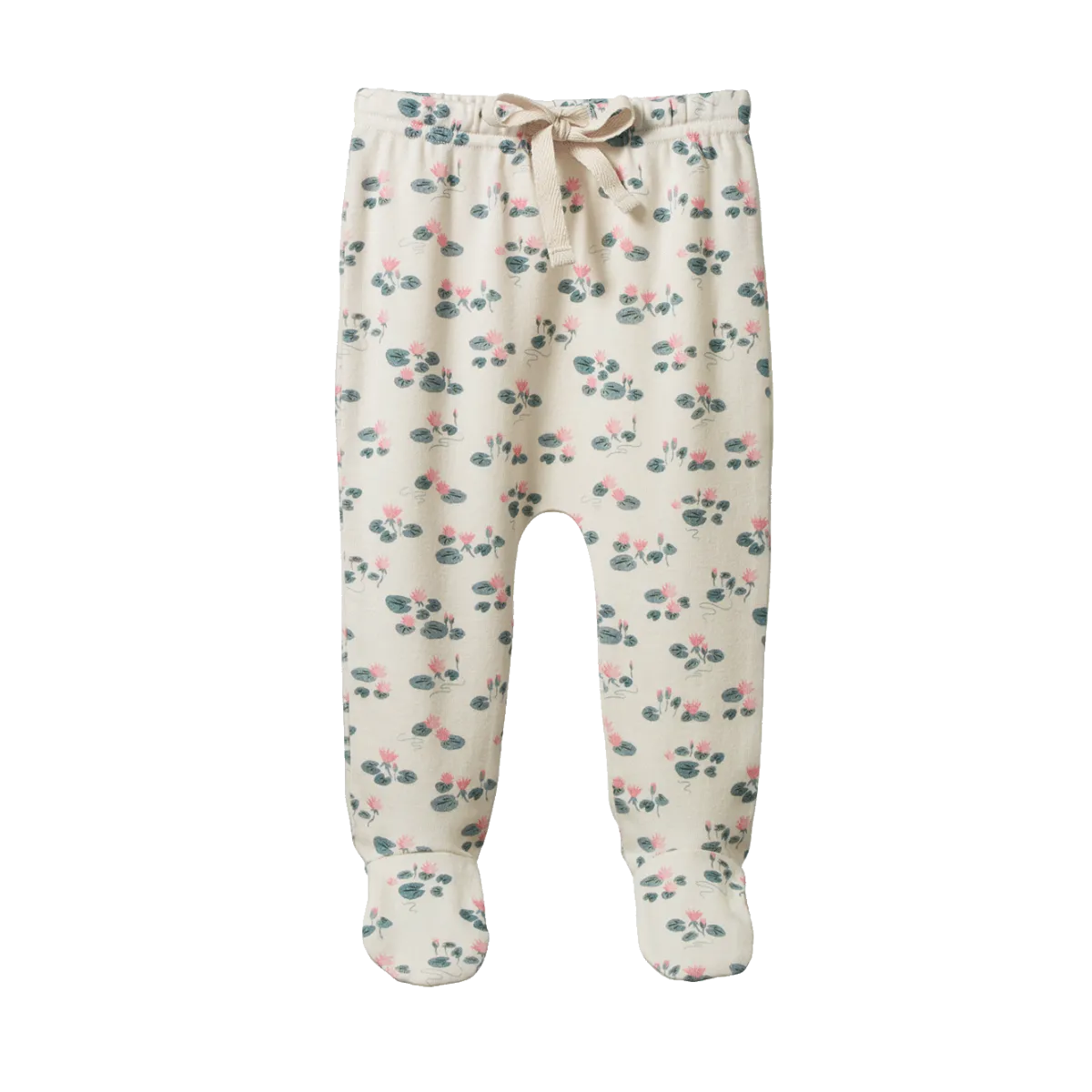 Nature Baby Footed Rompers - Waterlilies Print