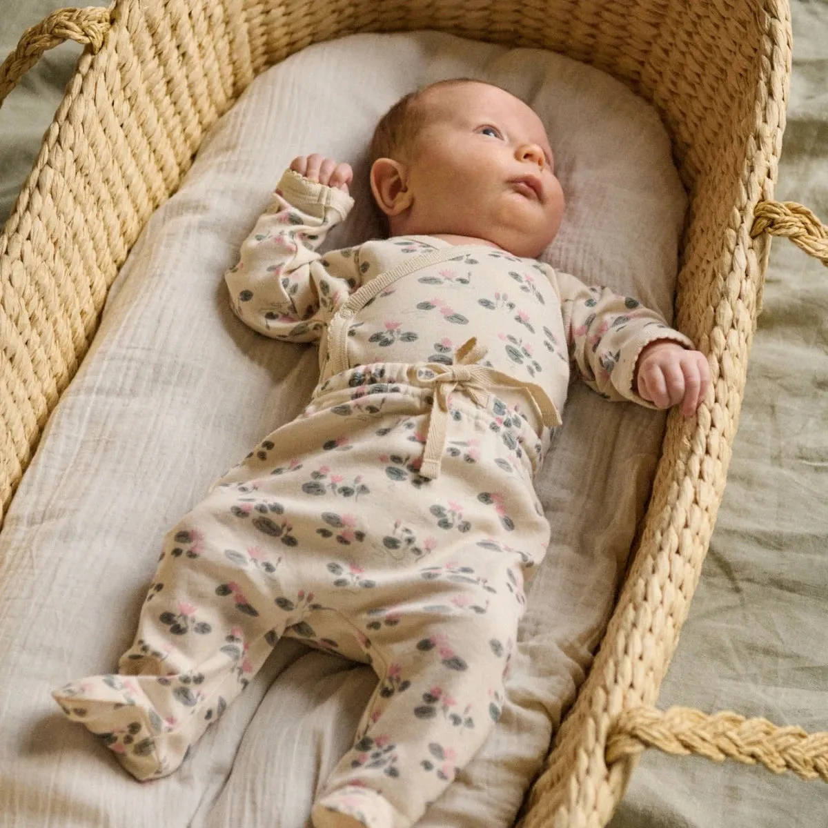 Nature Baby Footed Rompers - Waterlilies Print
