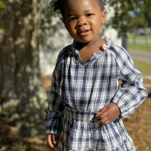 Navy Check Dress
