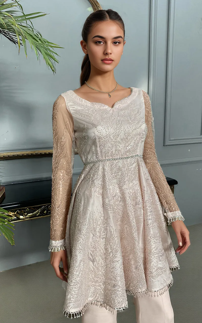 Net Embroidered Peplum With Trouser