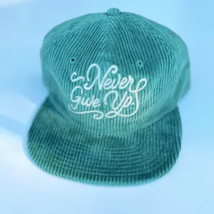 NEVER GIVE UP. CORD HAT