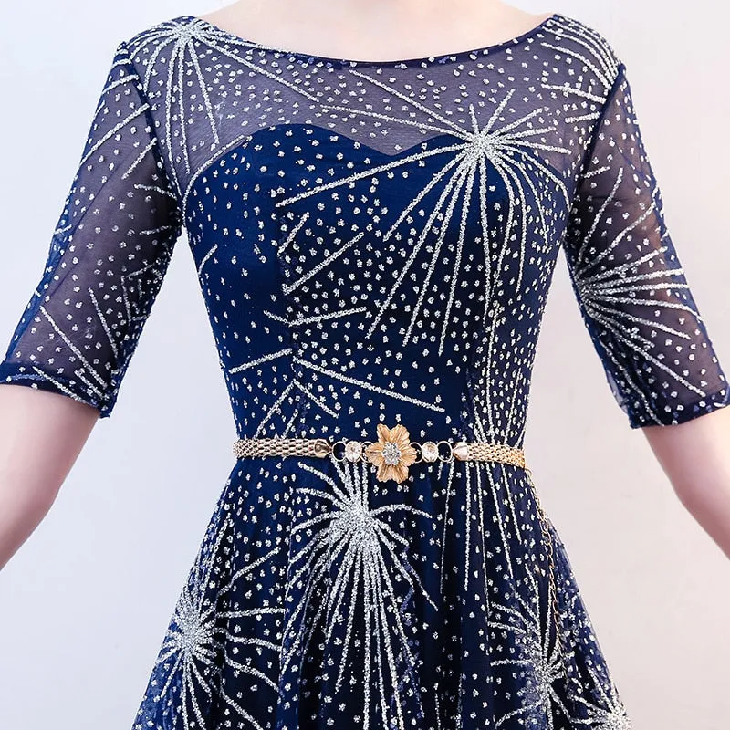 New arrival luxury homecoming dresses fashionable soft champagne evening dress elegant belt party gowns graduation