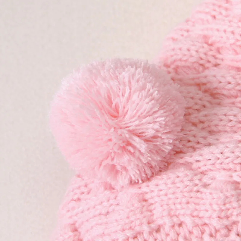 Newborn Infant Unisex Autumn-Winter Knitted Jumpsuit with a Hood - White, Pink