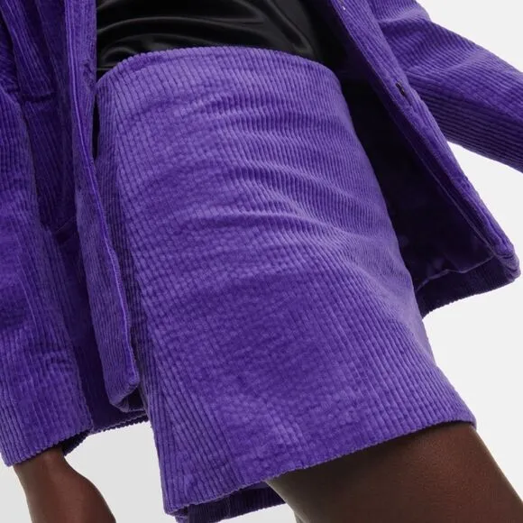NEW Ganni PURPLE CORDUROY MINI SKIRT - size 4
