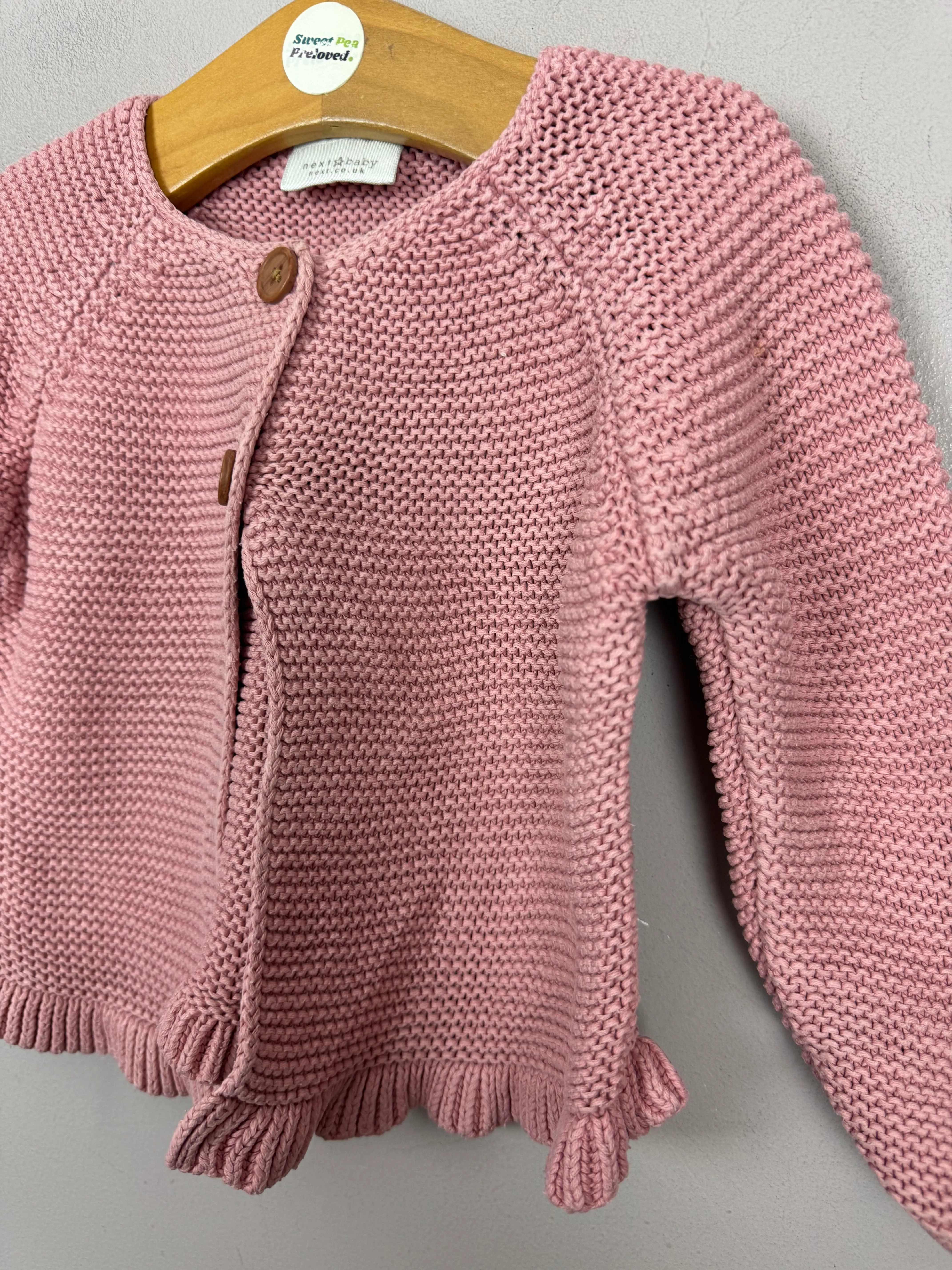 Next pink peplum hem cardigan 9-12m