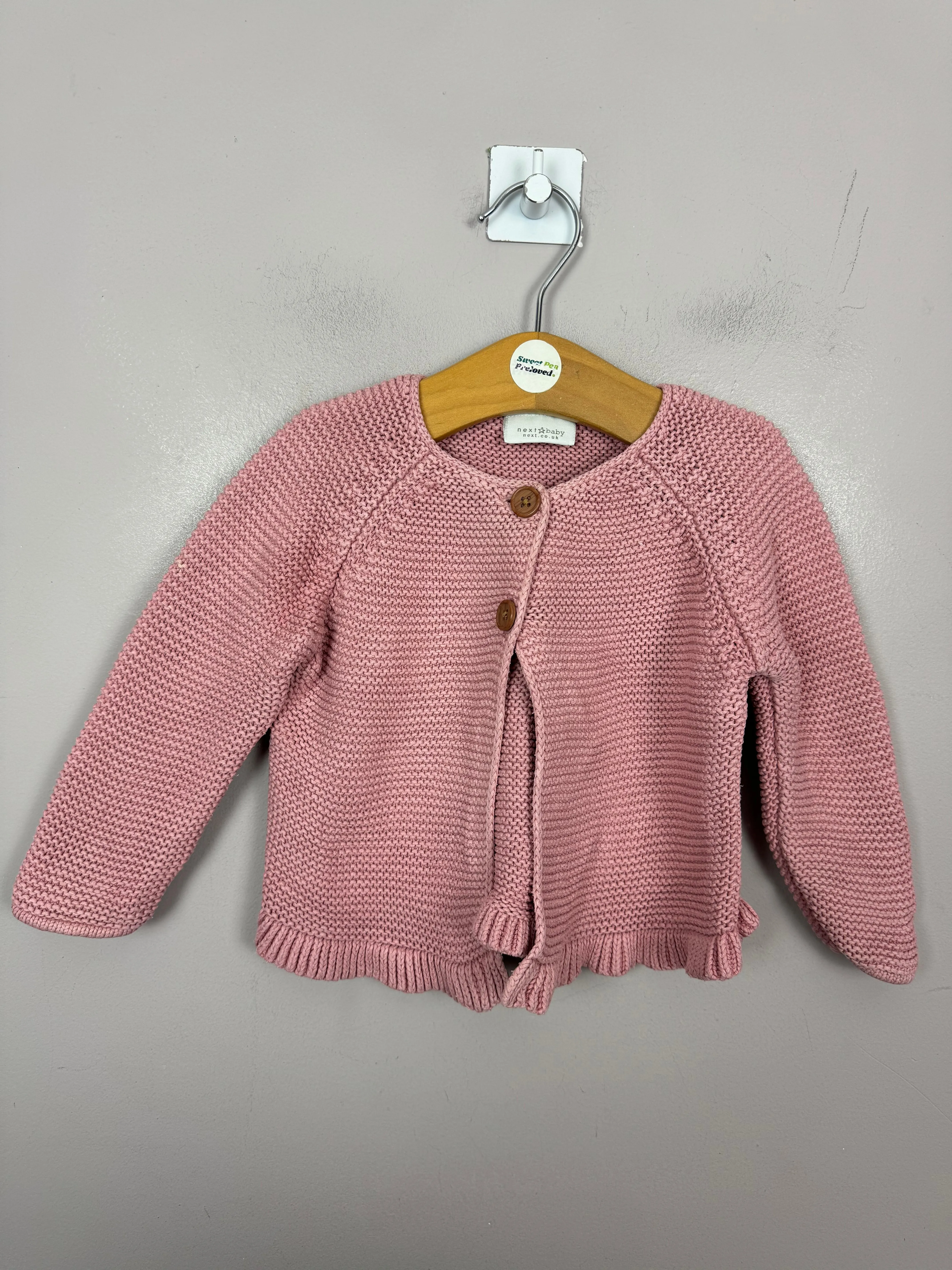 Next pink peplum hem cardigan 9-12m